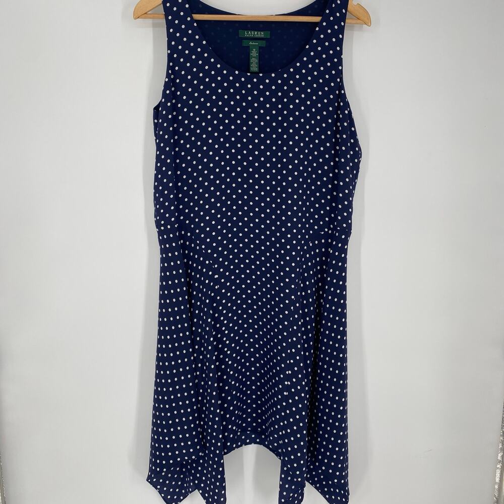 Ralph Lauren Dress Women’s 8 Silk Navy & White Polka Dot Nautical Preppy Classic